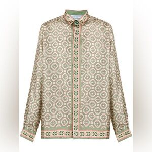 Casablanca printed Laurel monogram long sleeve silk shirt